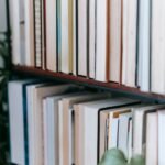 Bookcase with assorted books in rows at home